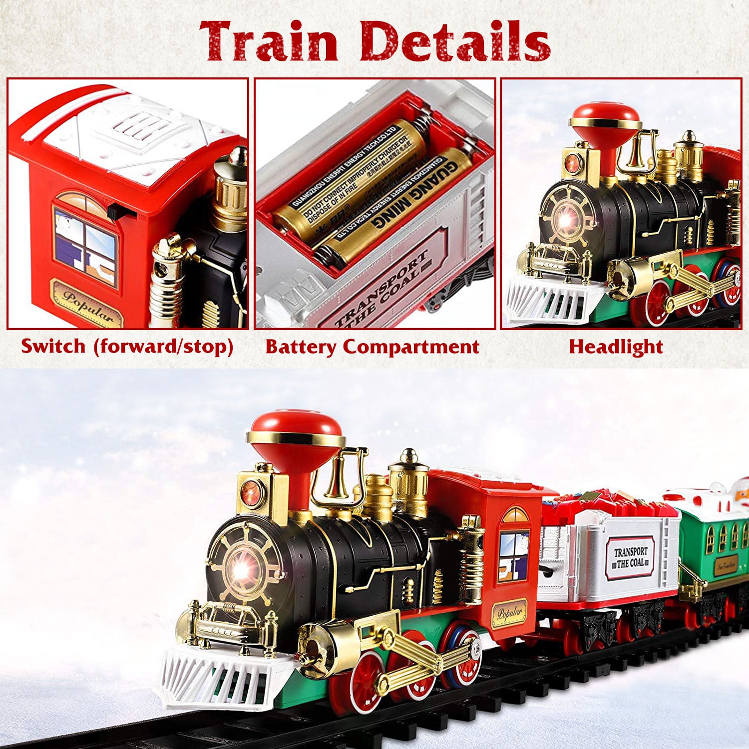 Train Set  Christmas Steam Train Kit Tree Surround Track Battery Operated With Sound Light