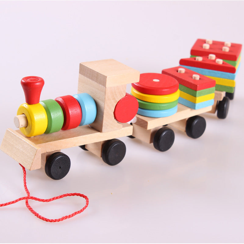 Wooden Train Three-section Tractor Toy Toddler gift idea