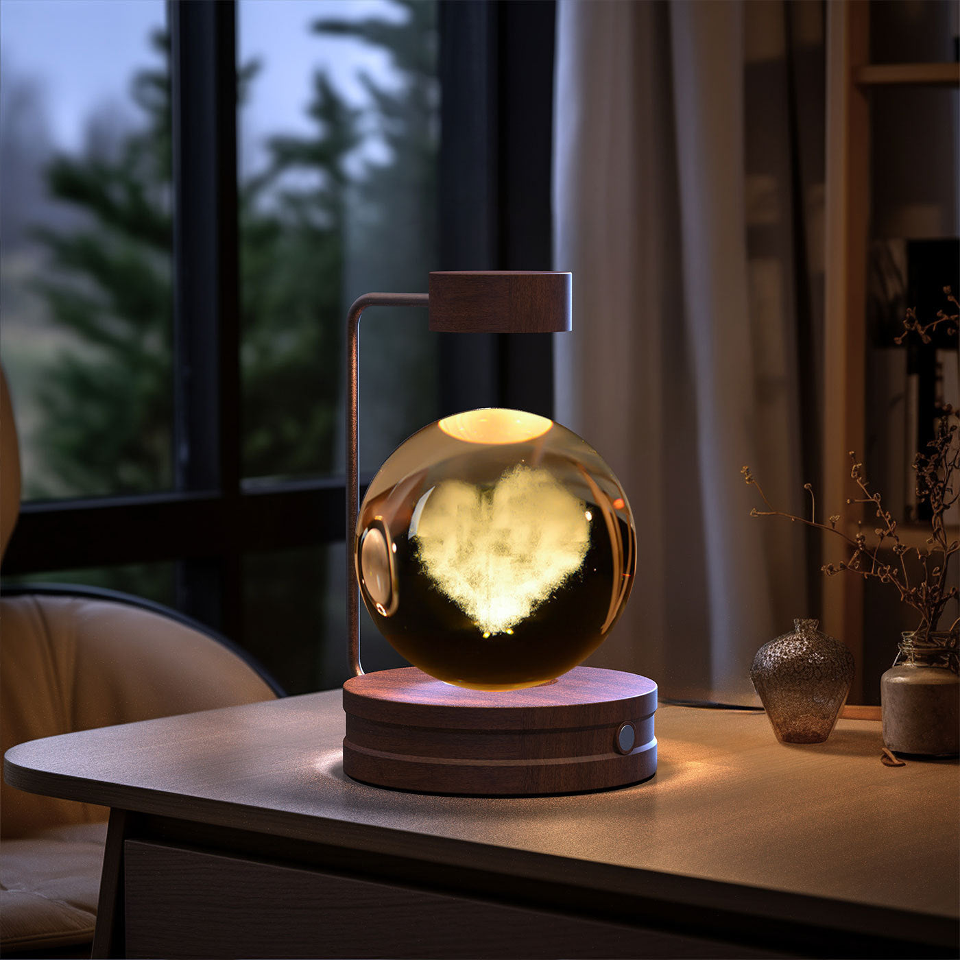 Crystal Ball Cosmic Indoor Night Light USB Power Warm Bedside Light Birthday Gift Night Lamp