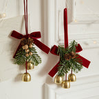 Christmas Little Bell Shape Velvet Bow Small Hanging Piece