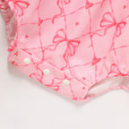 Baby Girl's Bowknot Graphic Print Romper, Daddy's Girl Letter Print Triangle Jumpsuit With Bubble Sleeves