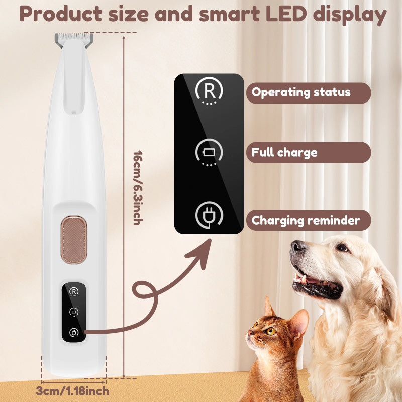 Pets Paw Hair Trimmer With LED Light Fully Waterproof