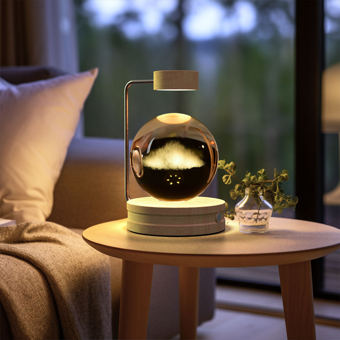 Crystal Ball Cosmic Indoor Night Light USB Power Warm Bedside Light Birthday Gift Night Lamp