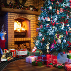 Train Set  Christmas Steam Train Kit Tree Surround Track Battery Operated With Sound Light