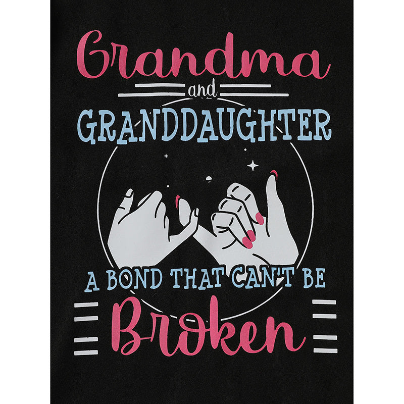Kid's 'Grandma And Granddaughter' Letter & Heart Print Long Sleeve Top & Pants Set, 2 Sets Comfy Loungewear Outfit