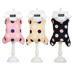 Warm big polka dot four-leg cotton coat for dogs