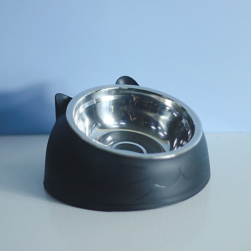 Stainless Steel Bowl Double Bowl Cervical Protection Oblique Mouth Hot Pet Food Basin Supplies