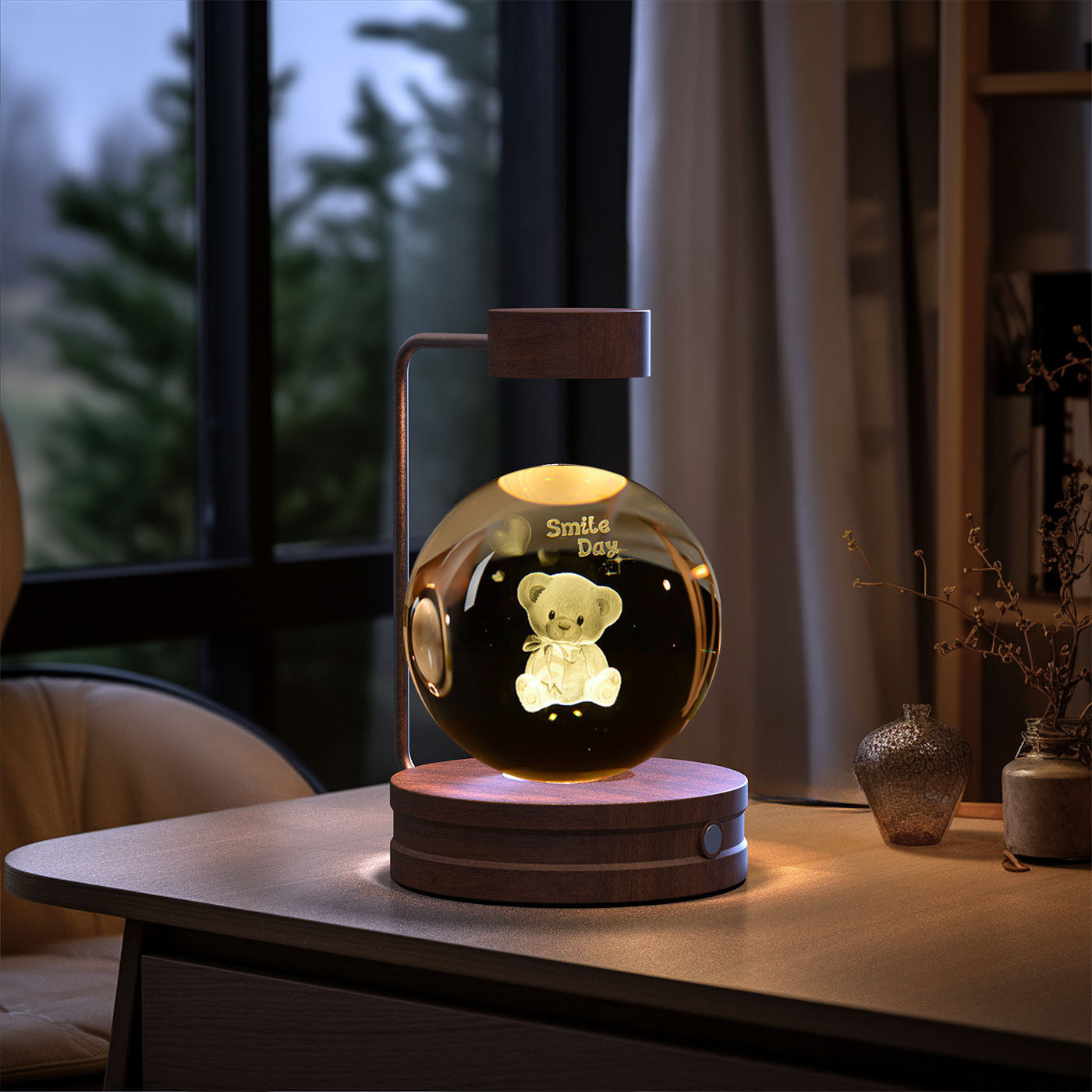 Crystal Ball Cosmic Indoor Night Light USB Power Warm Bedside Light Birthday Gift Night Lamp