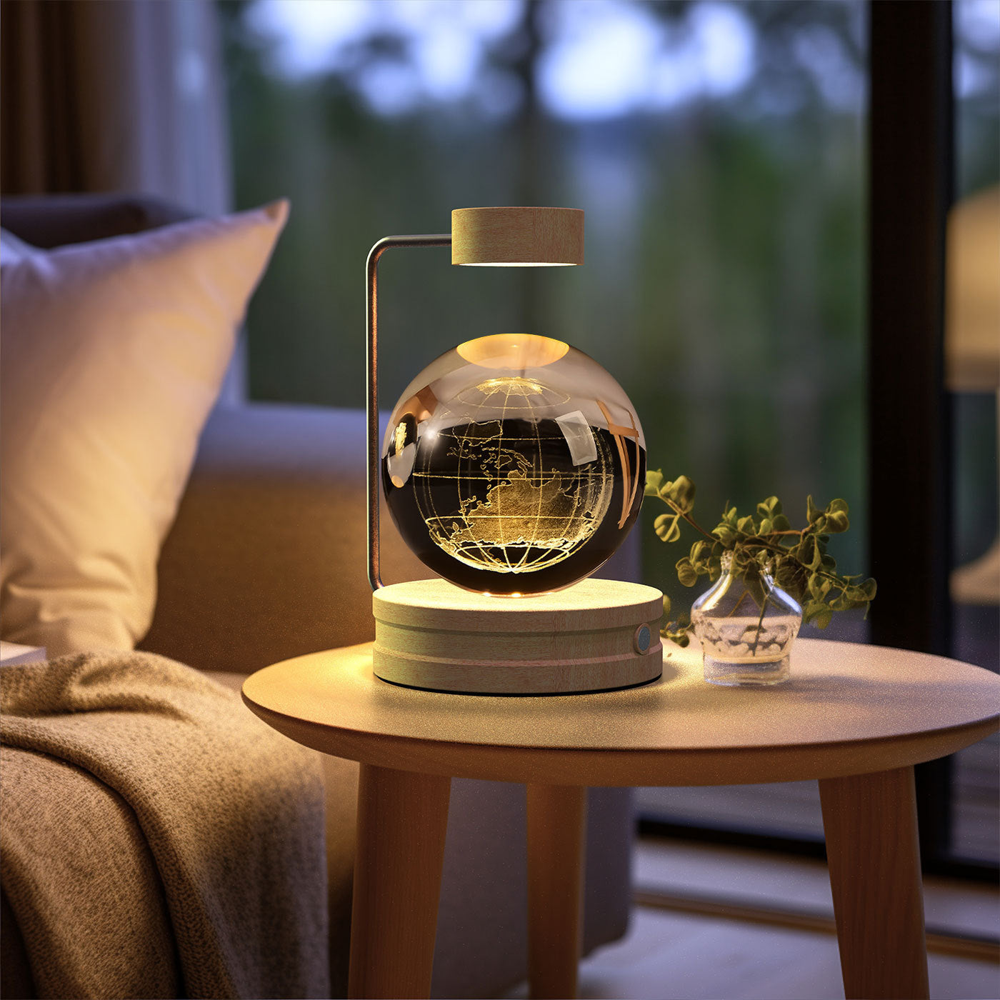 Crystal Ball Cosmic Indoor Night Light USB Power Warm Bedside Light Birthday Gift Night Lamp