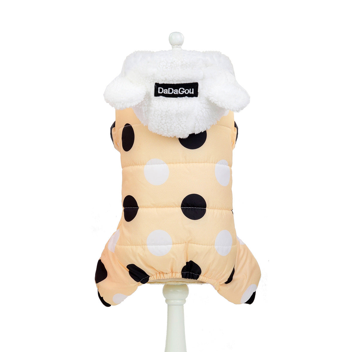 Warm big polka dot four-leg cotton coat for dogs