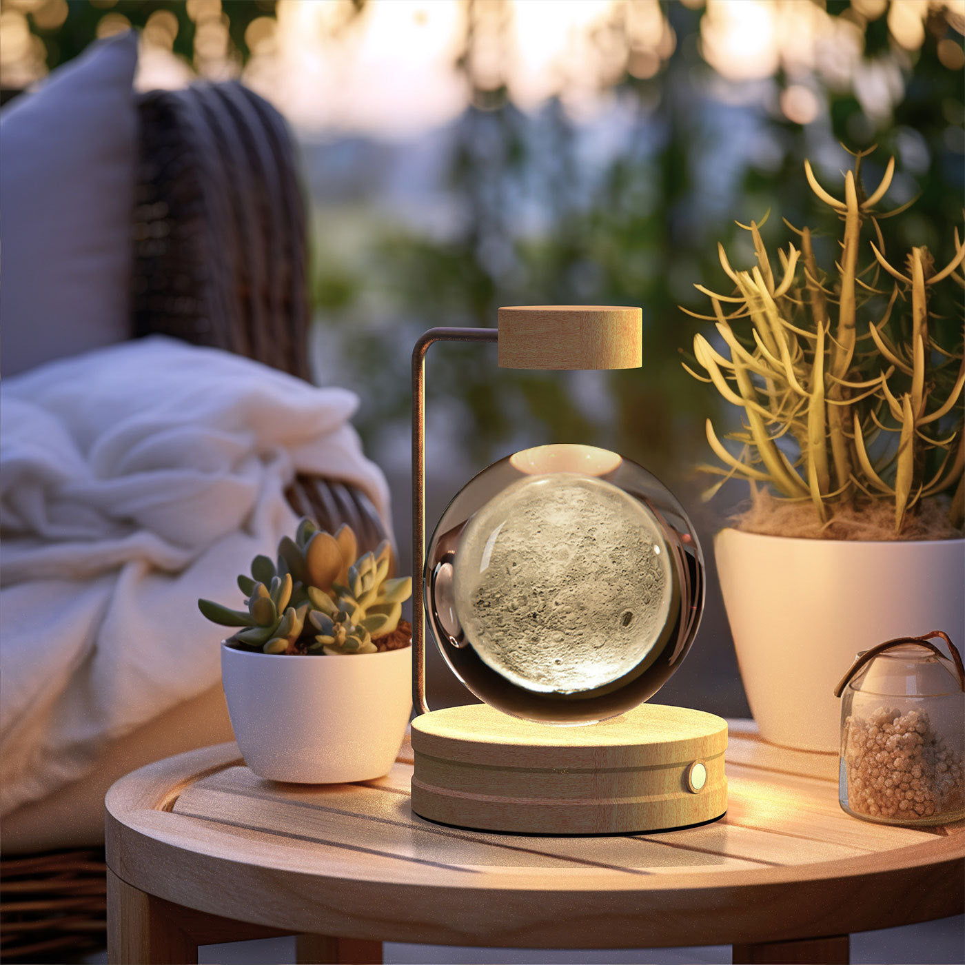 Crystal Ball Cosmic Indoor Night Light USB Power Warm Bedside Light Birthday Gift Night Lamp