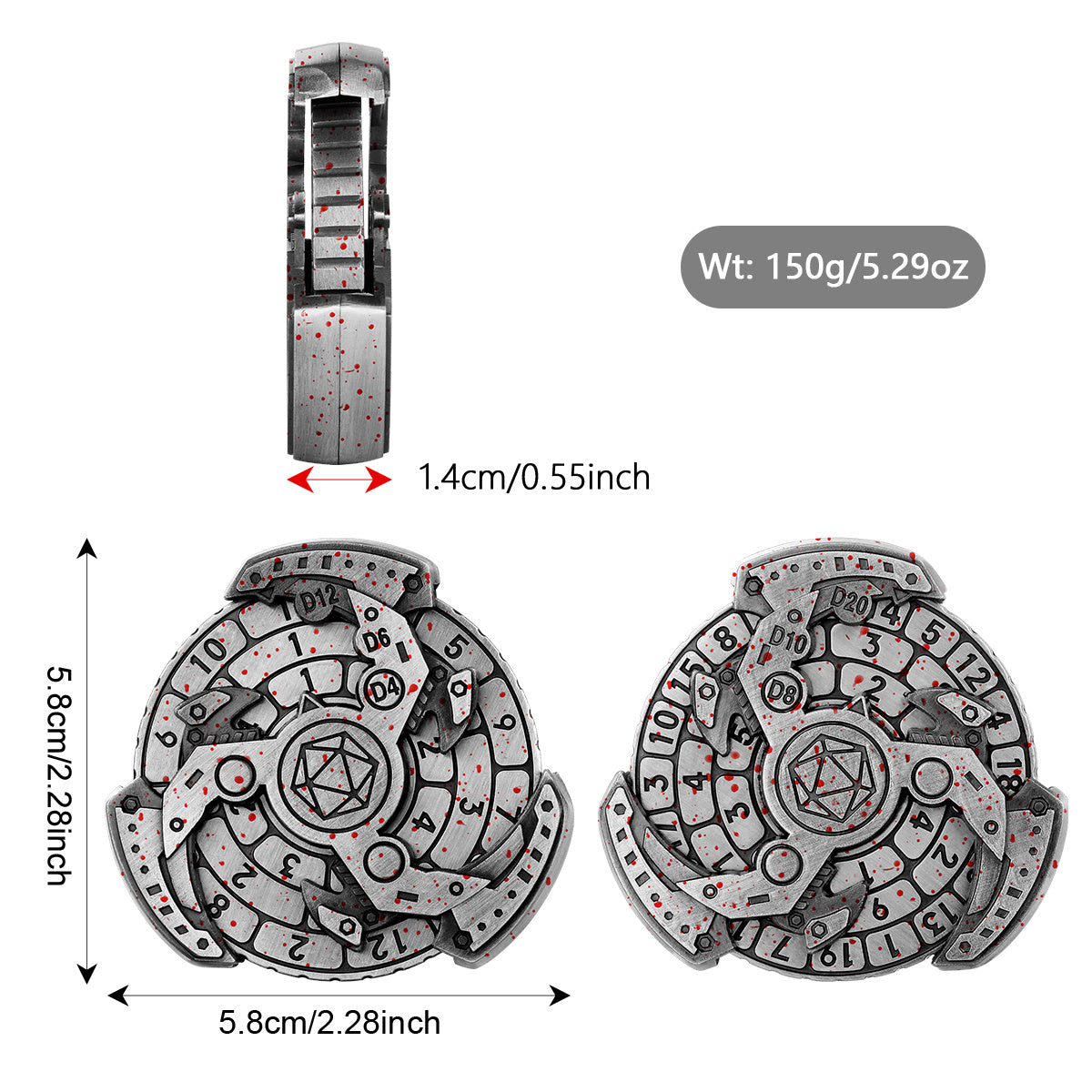 Wind And Fire Wheel DND Dice Wheel Gift Box Set, Fingertip Gyro Retro Compass Table Role Playing Game Dice, Parent Child Game, Toy Accessories Gift, Multiplayer Role Playing Board Game Accessories