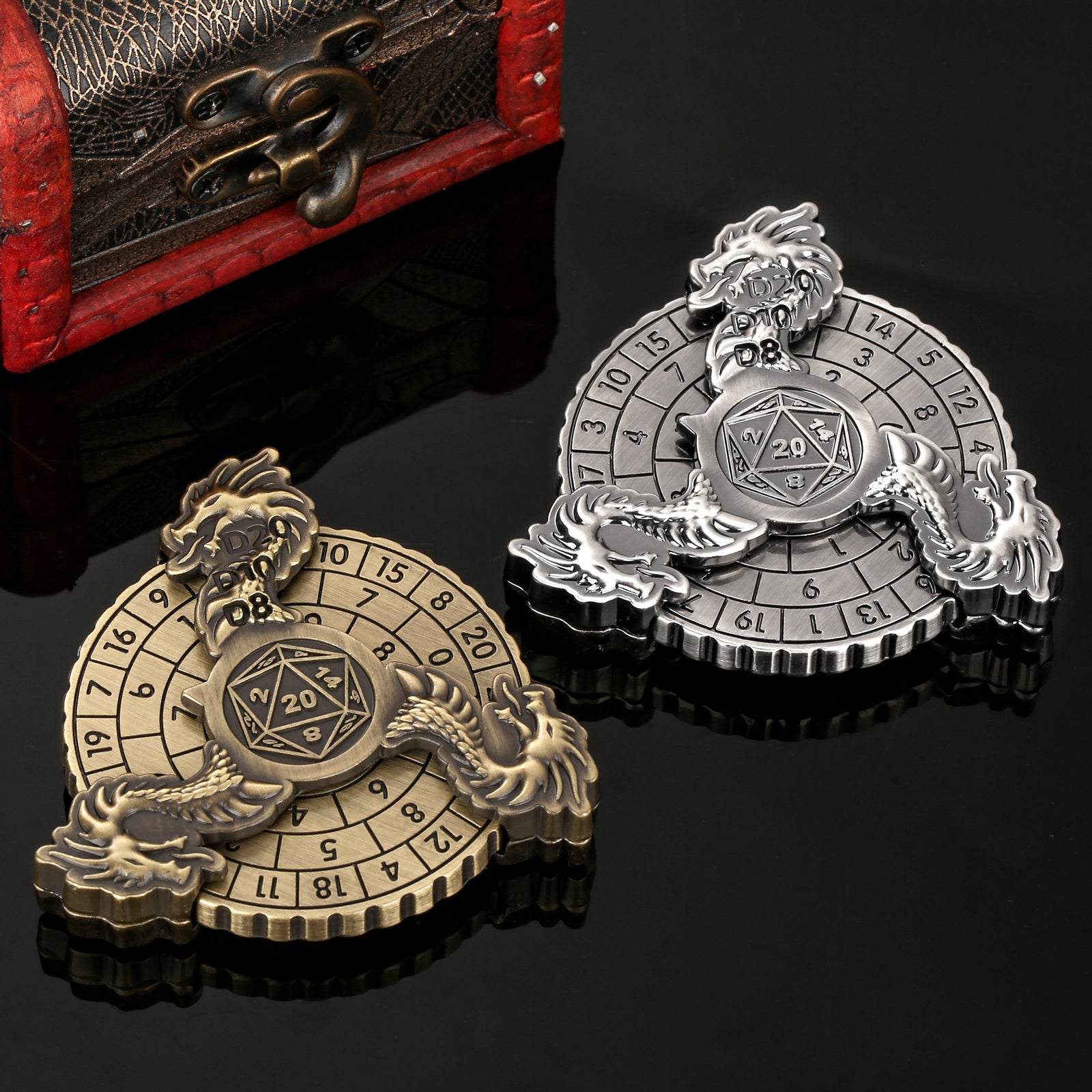 Retro Fantasy Style Turntable Dice Gift Box Set, Essential Creative Accessories For Board Games, Multi-faceted RPG Dice And Circular Scale Design - Advanced Tabletop Game Accessories And Collectibles