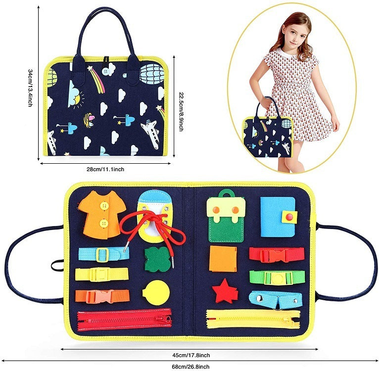 Busy Book Children's Busy Board Dressing And Buttoning Learning Toy --  Baby Early Education Preschool Sensory Learning Toy