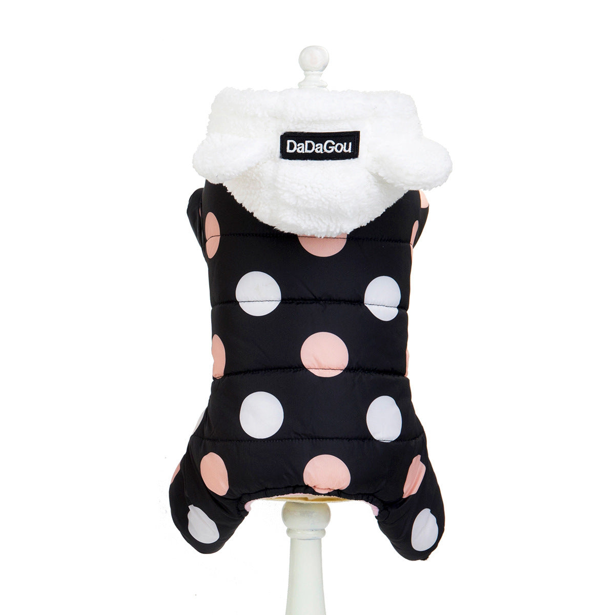 Warm big polka dot four-leg cotton coat for dogs