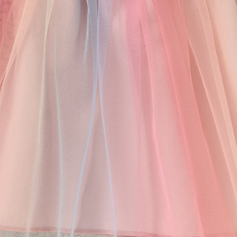 Girls Rainbow Skirt Set Letters Embroidery Long Sleeve Sweatshirt Tops & Rainbow Tutu Skirt Outfits