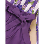 Toddler Girl Purple Rose Print Girls Outfit, Spring Fall Stripe Top With Belt Skirts