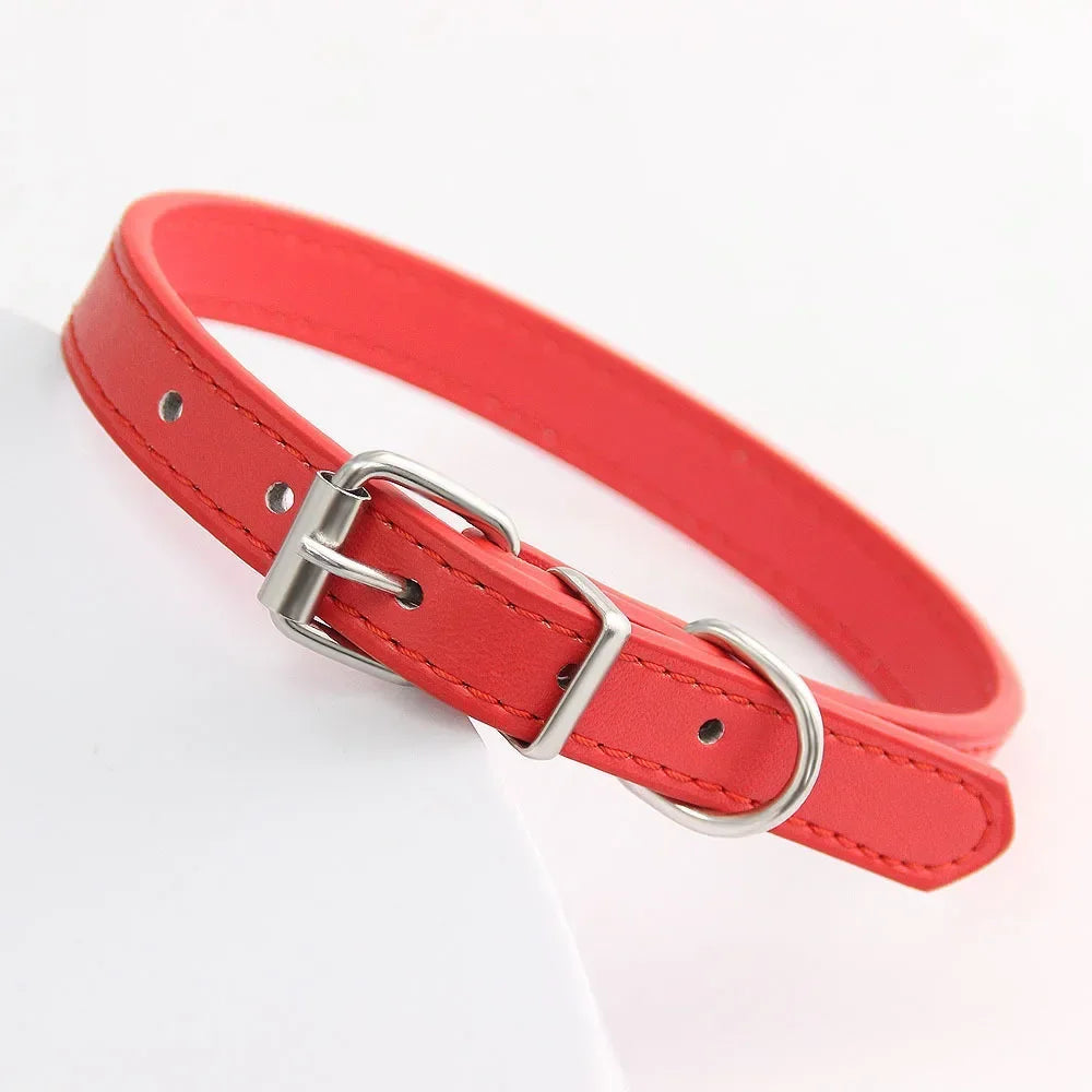 Colorful Leather Puppy Cat Collar