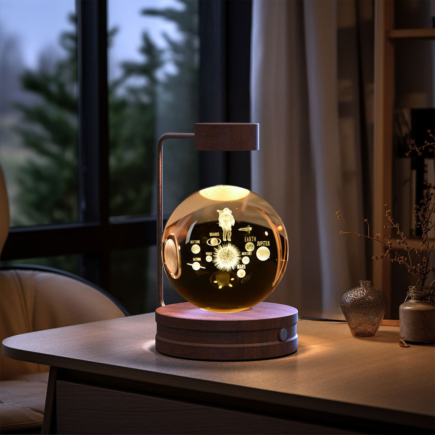 Crystal Ball Cosmic Indoor Night Light USB Power Warm Bedside Light Birthday Gift Night Lamp
