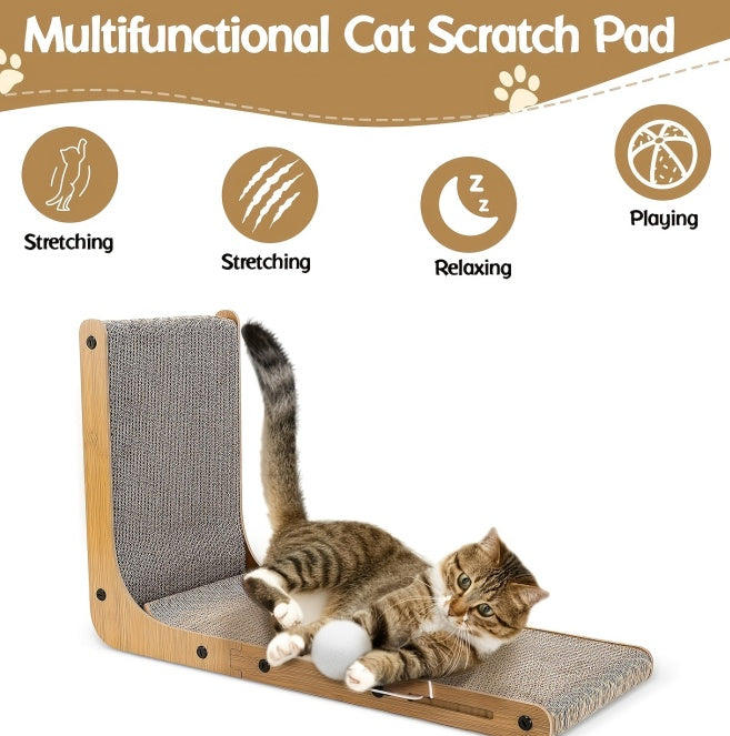 Large Size Cat Scratching Board, 23.6 Inch L Shape Cat Scratching Pad