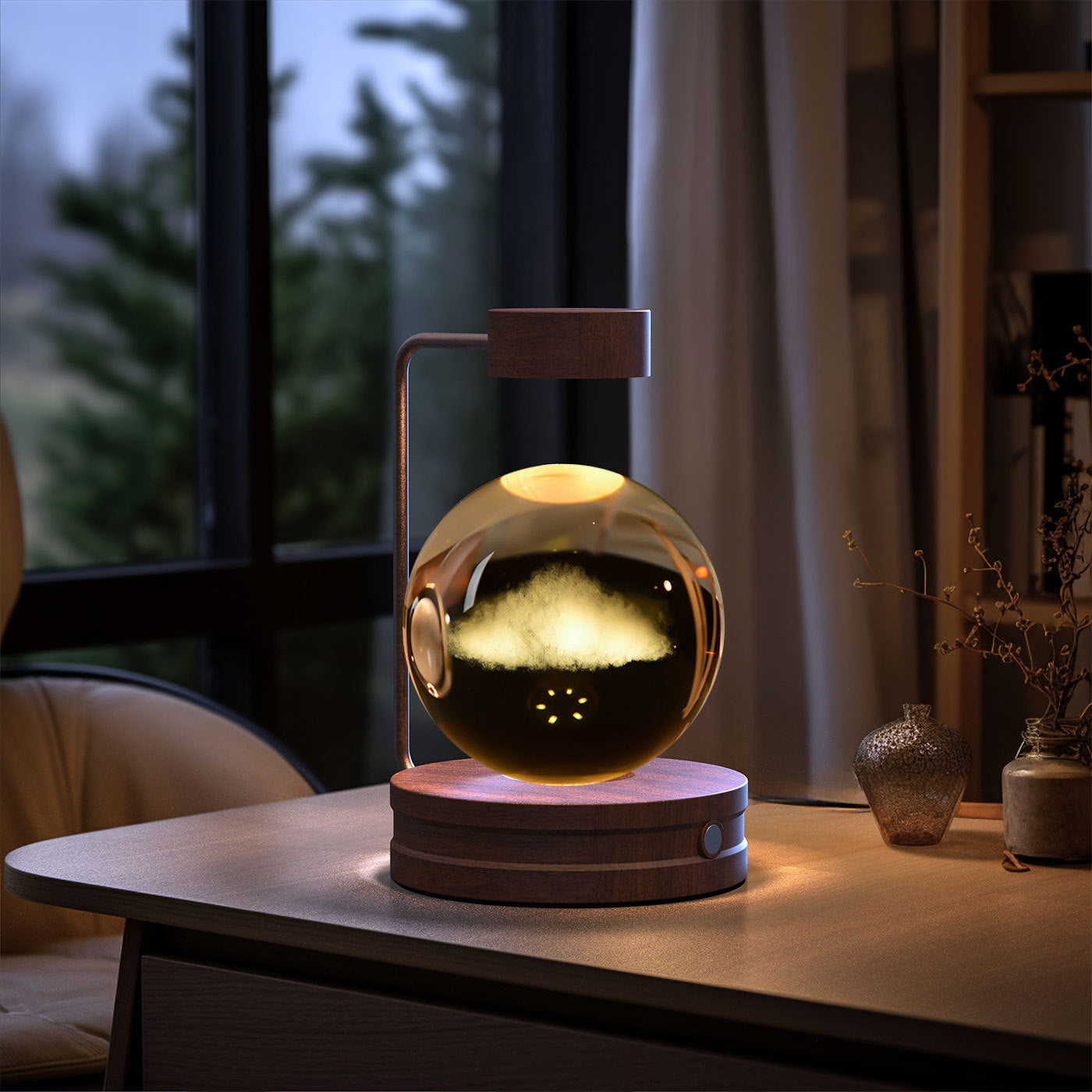 Crystal Ball Cosmic Indoor Night Light USB Power Warm Bedside Light Birthday Gift Night Lamp