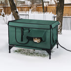 Waterproof Heated Cat House Outdoor Weatherproof Insulated Kitty Shelter for Feral Cat Heated-Chew Cord