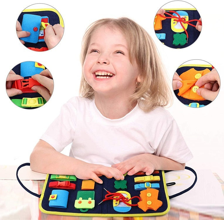 Busy Book Children's Busy Board Dressing And Buttoning Learning Toy --  Baby Early Education Preschool Sensory Learning Toy