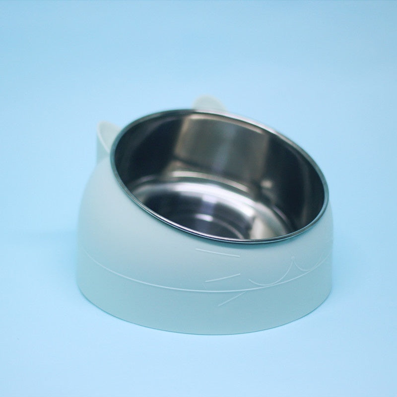Stainless Steel Bowl Double Bowl Cervical Protection Oblique Mouth Hot Pet Food Basin Supplies