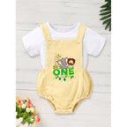 Infant Baby Boy Gentleman Outfit Summer Short Sleeve Crew Neck T  Suspender Romper Jumpsuit Set