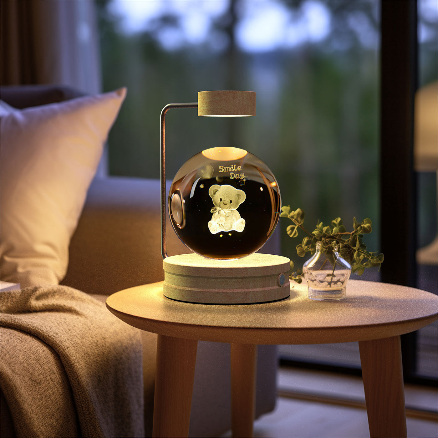 Crystal Ball Cosmic Indoor Night Light USB Power Warm Bedside Light Birthday Gift Night Lamp