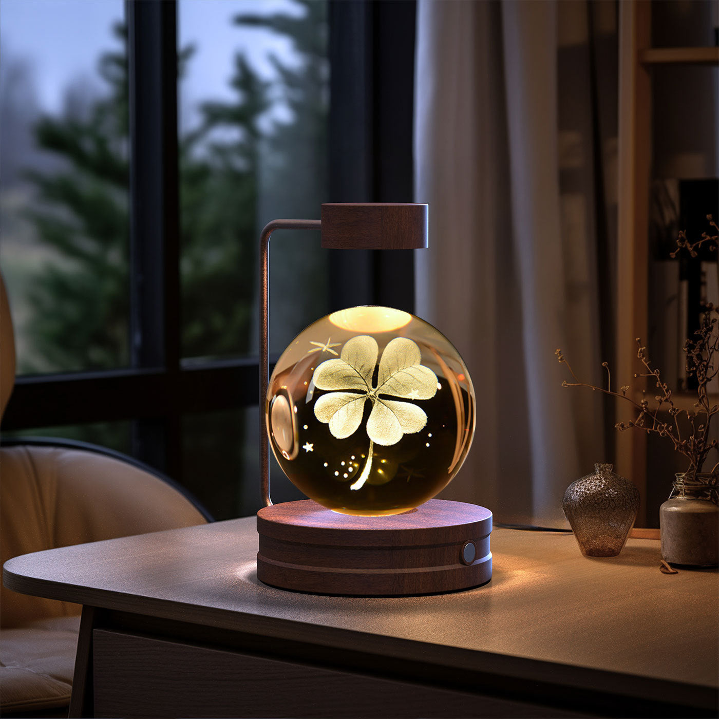 Crystal Ball Cosmic Indoor Night Light USB Power Warm Bedside Light Birthday Gift Night Lamp