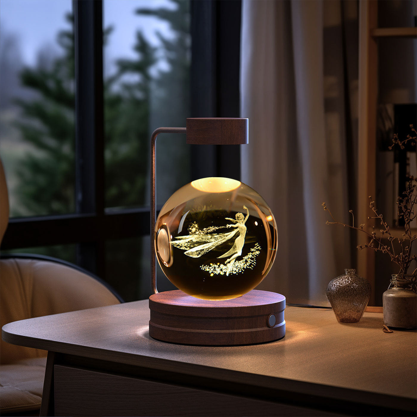 Crystal Ball Cosmic Indoor Night Light USB Power Warm Bedside Light Birthday Gift Night Lamp