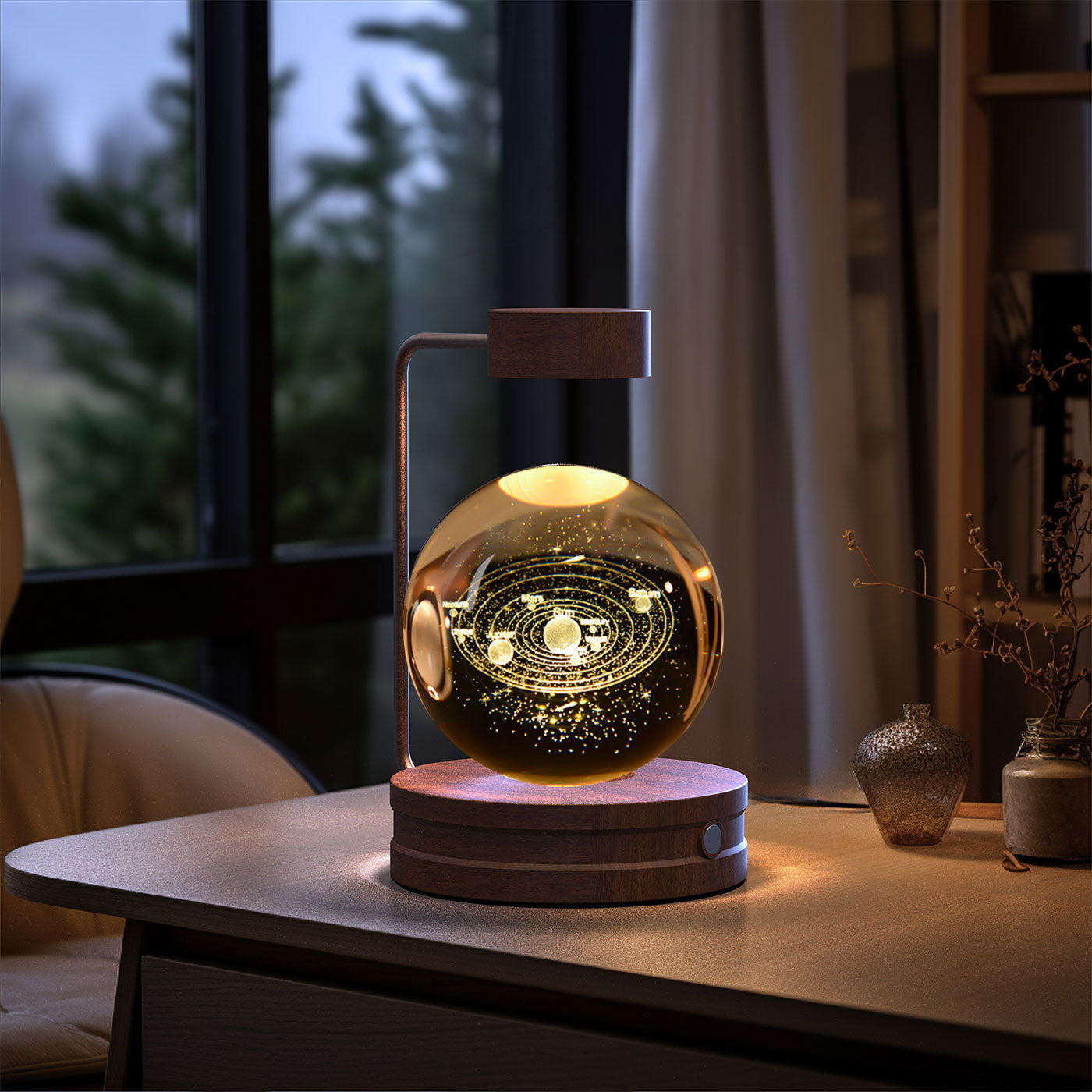 Crystal Ball Cosmic Indoor Night Light USB Power Warm Bedside Light Birthday Gift Night Lamp