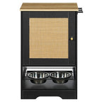 Pet Feeding Station With 2 Elevated Dog Bowls, Side Hooks, Anti-tip Kit, Hidden Pet Feeder Station For Feeding  Watering, Black