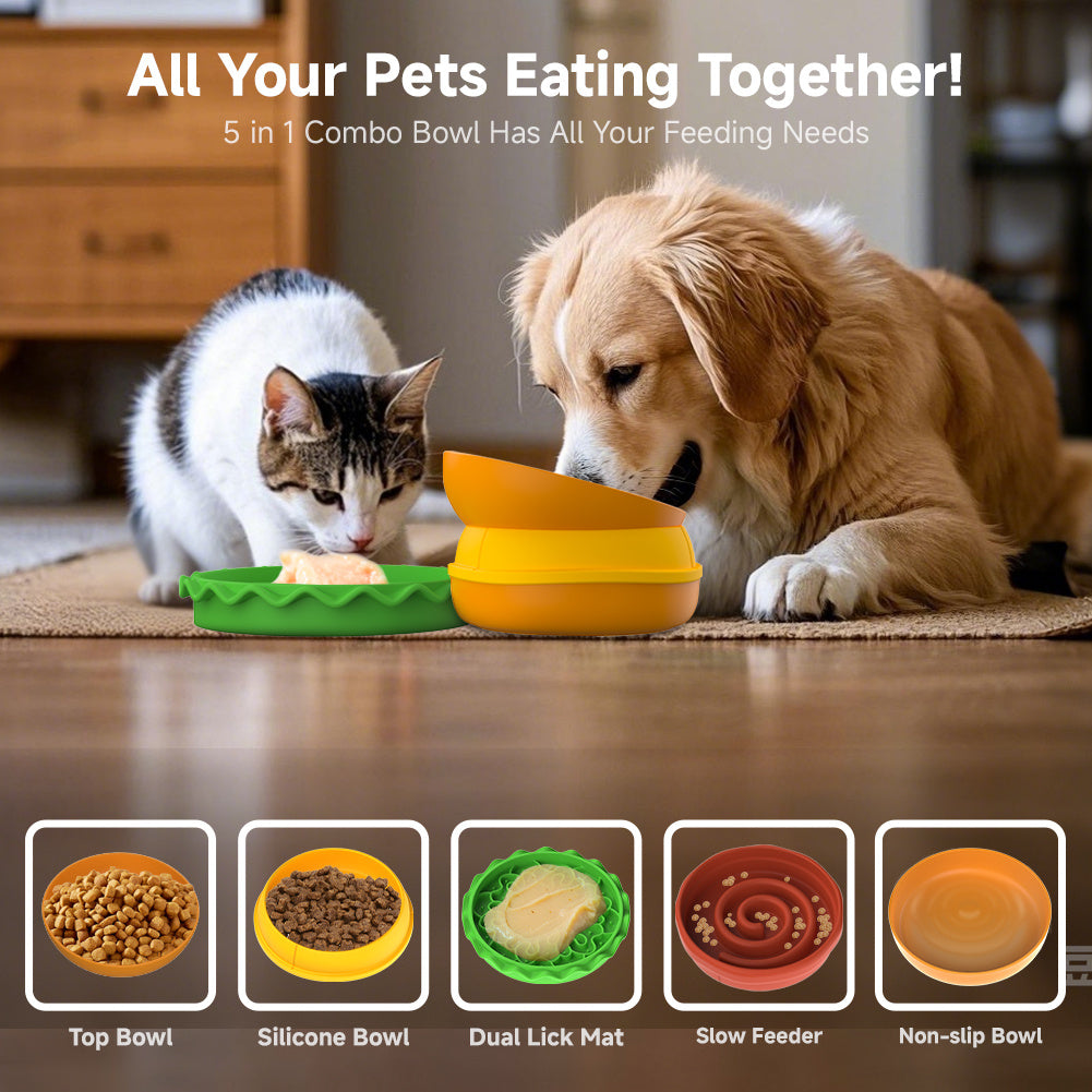 Pet  Bowl Combination Multi-layer Five-in-one For Dogs and Cats
