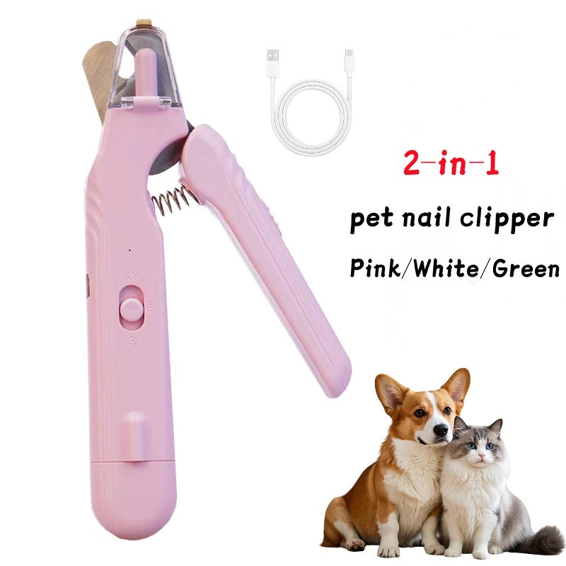 2 In 1 Pet Nail Clippers With Led Light Dog Cat
