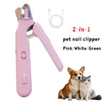 2 In 1 Pet Nail Clippers With Led Light Dog Cat