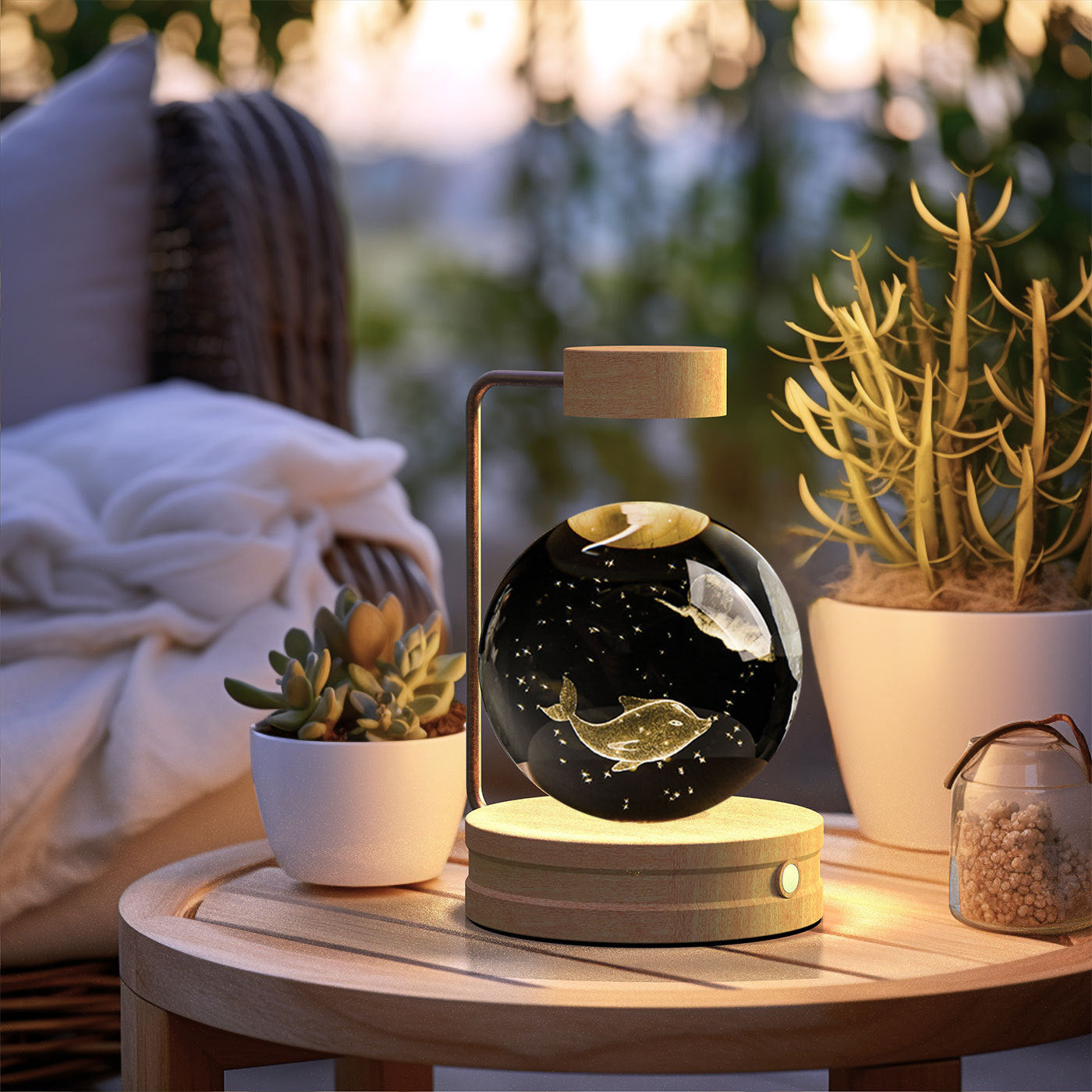 Crystal Ball Cosmic Indoor Night Light USB Power Warm Bedside Light Birthday Gift Night Lamp