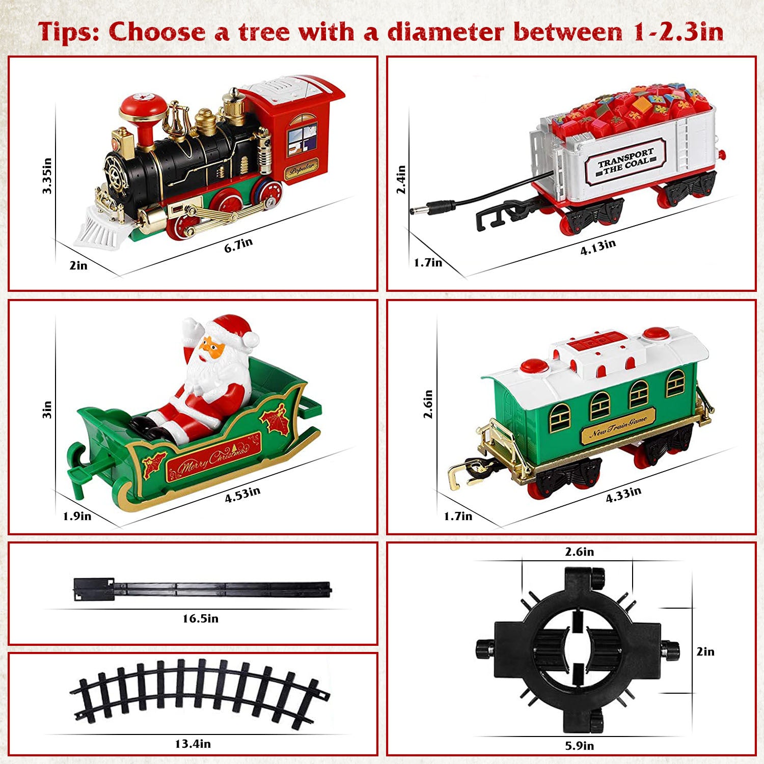 Train Set  Christmas Steam Train Kit Tree Surround Track Battery Operated With Sound Light