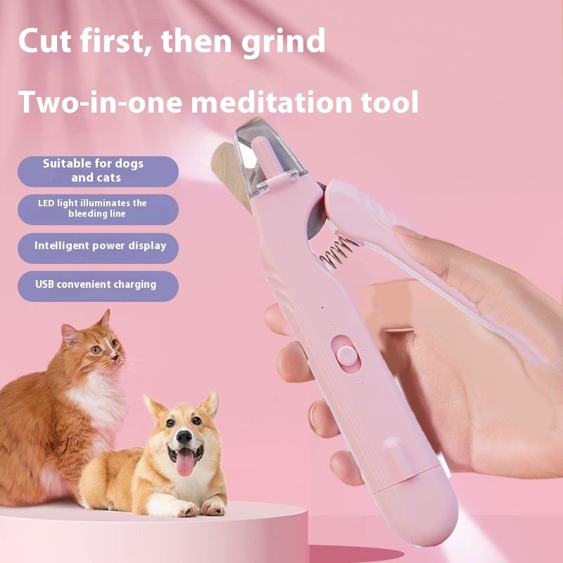 2 In 1 Pet Nail Clippers With Led Light Dog Cat