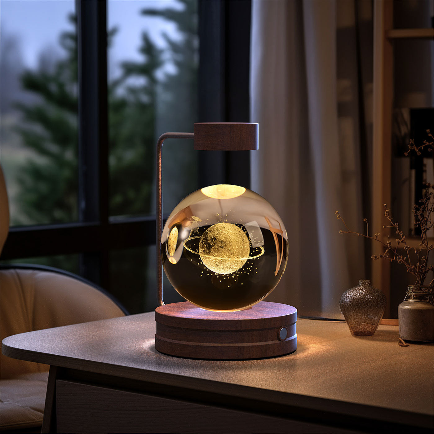 Crystal Ball Cosmic Indoor Night Light USB Power Warm Bedside Light Birthday Gift Night Lamp