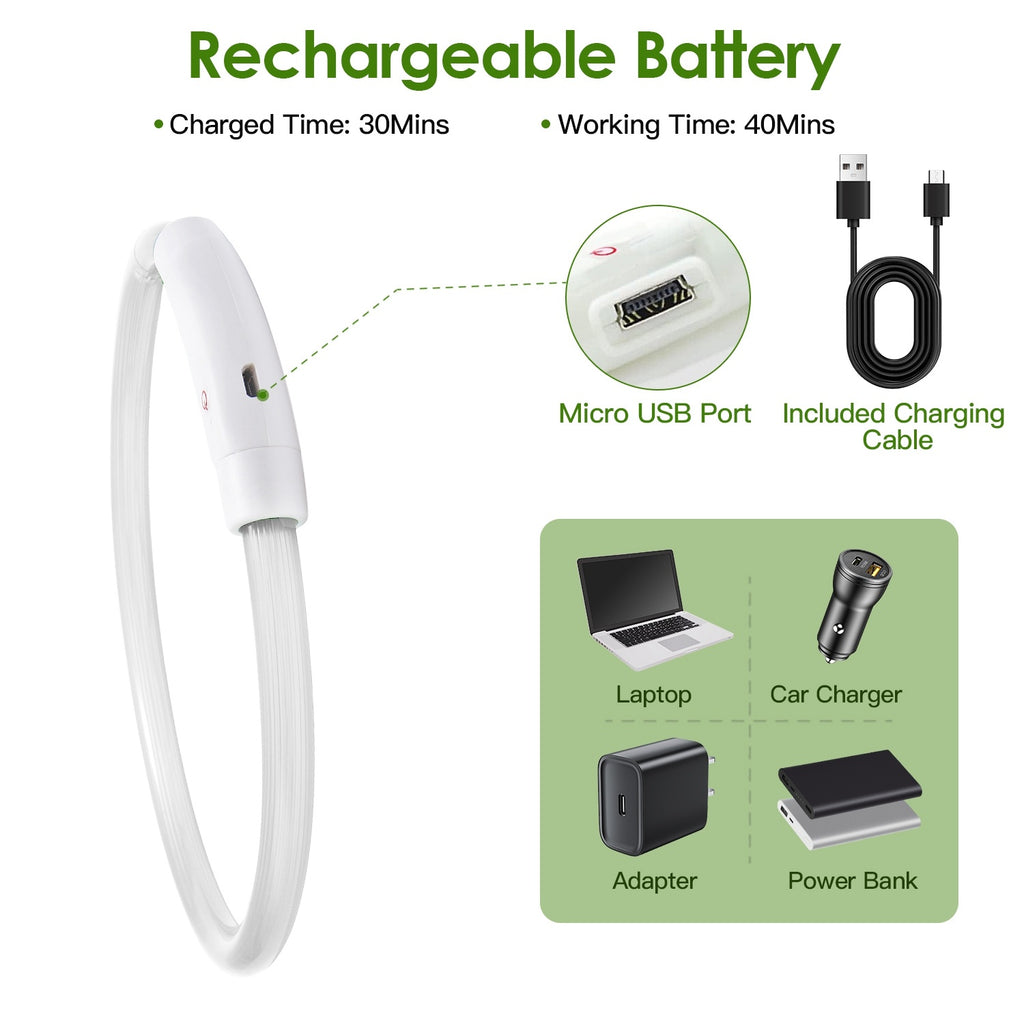 Rechargeable LED Dog Collar Multi Color Lighting