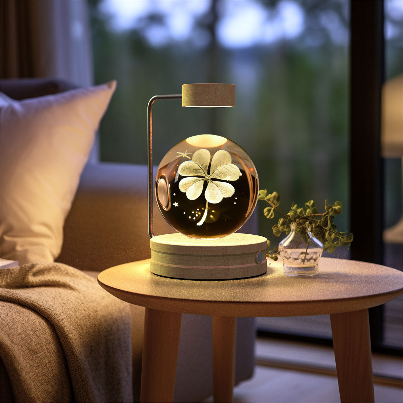 Crystal Ball Cosmic Indoor Night Light USB Power Warm Bedside Light Birthday Gift Night Lamp