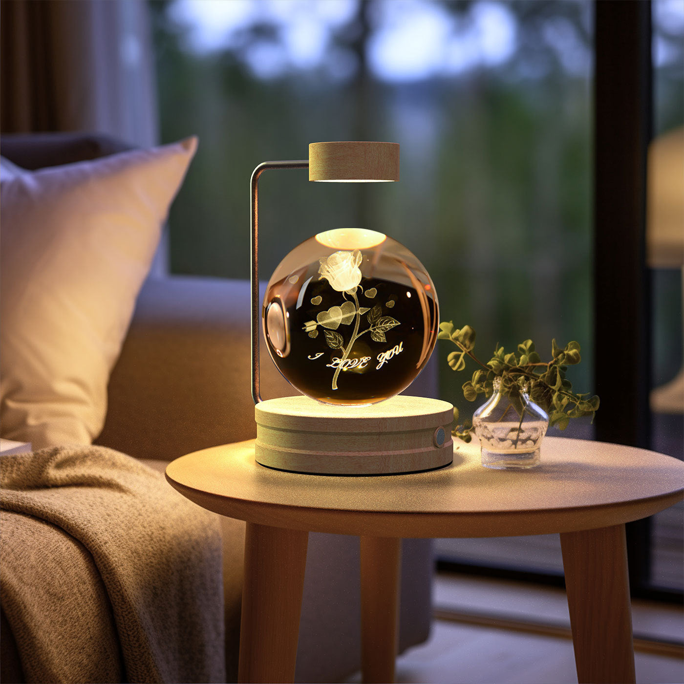Crystal Ball Cosmic Indoor Night Light USB Power Warm Bedside Light Birthday Gift Night Lamp
