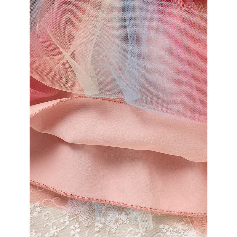 Girls Rainbow Skirt Set Letters Embroidery Long Sleeve Sweatshirt Tops & Rainbow Tutu Skirt Outfits