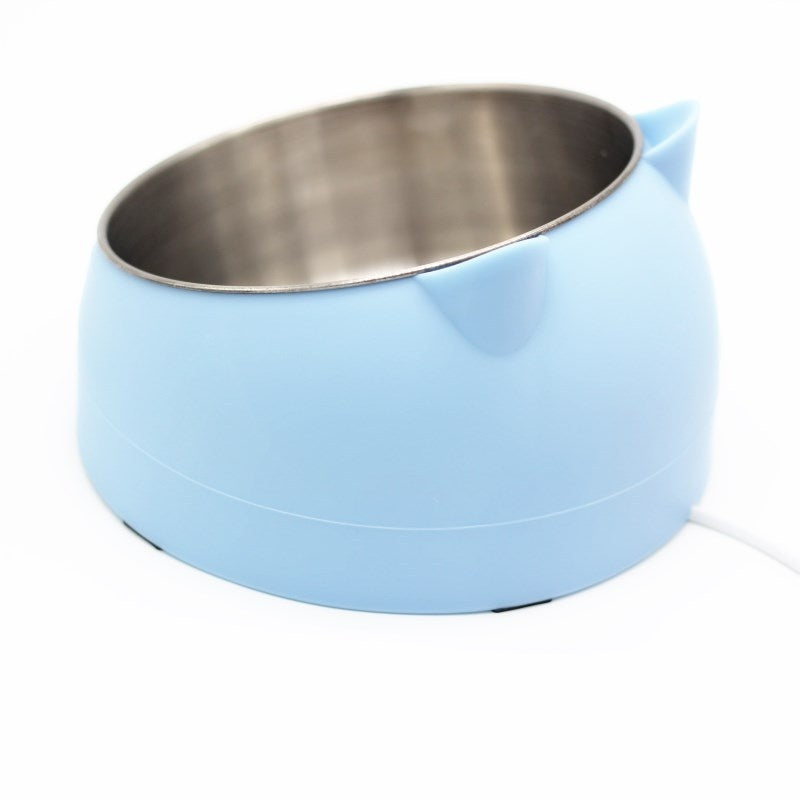 Stainless Steel Bowl Double Bowl Cervical Protection Oblique Mouth Hot Pet Food Basin Supplies