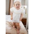 Baby Girl White Lace Romper Soft & Stylish Short Sleeve Bubble Jumpsuit