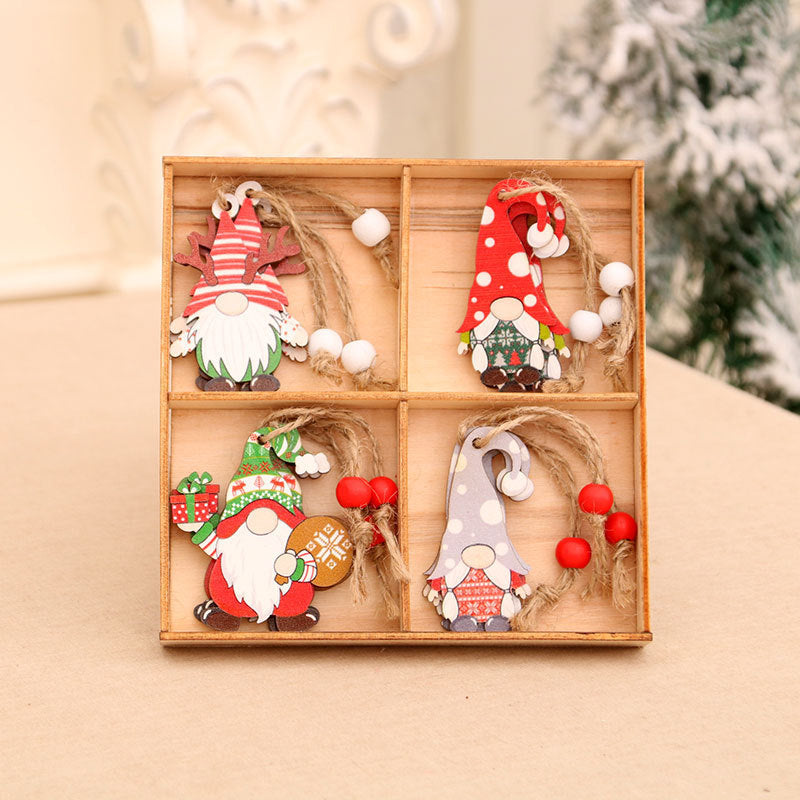 12 pcs Christmas Wooden Pendant Boxed Christmas Tree