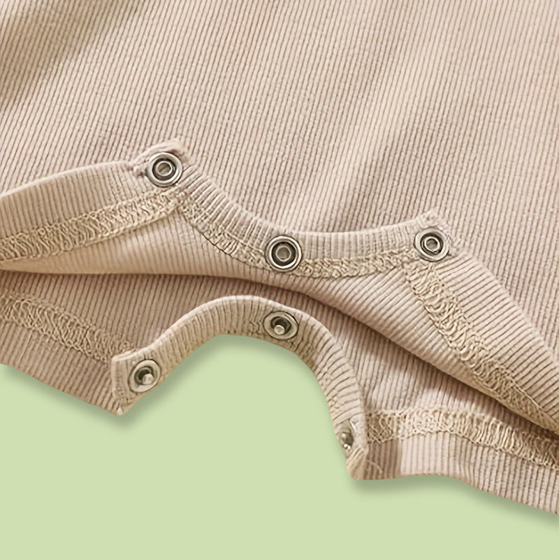 Baby Boys One-Piece Romper Set of 3 Long Sleeve Ribbed Button Jumpsuit