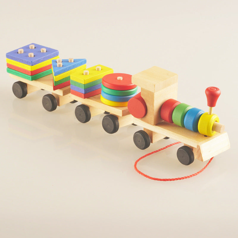 Wooden Train Three-section Tractor Toy Toddler gift idea